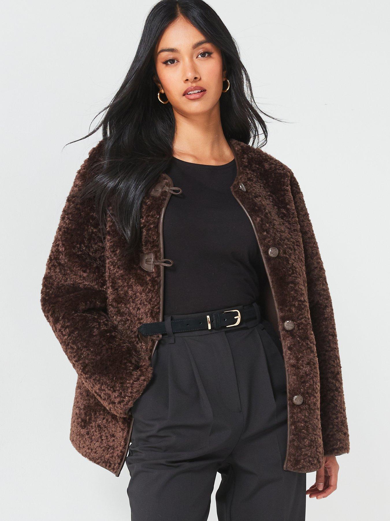 undefined Textured Collarless Jacket - Dark Brown