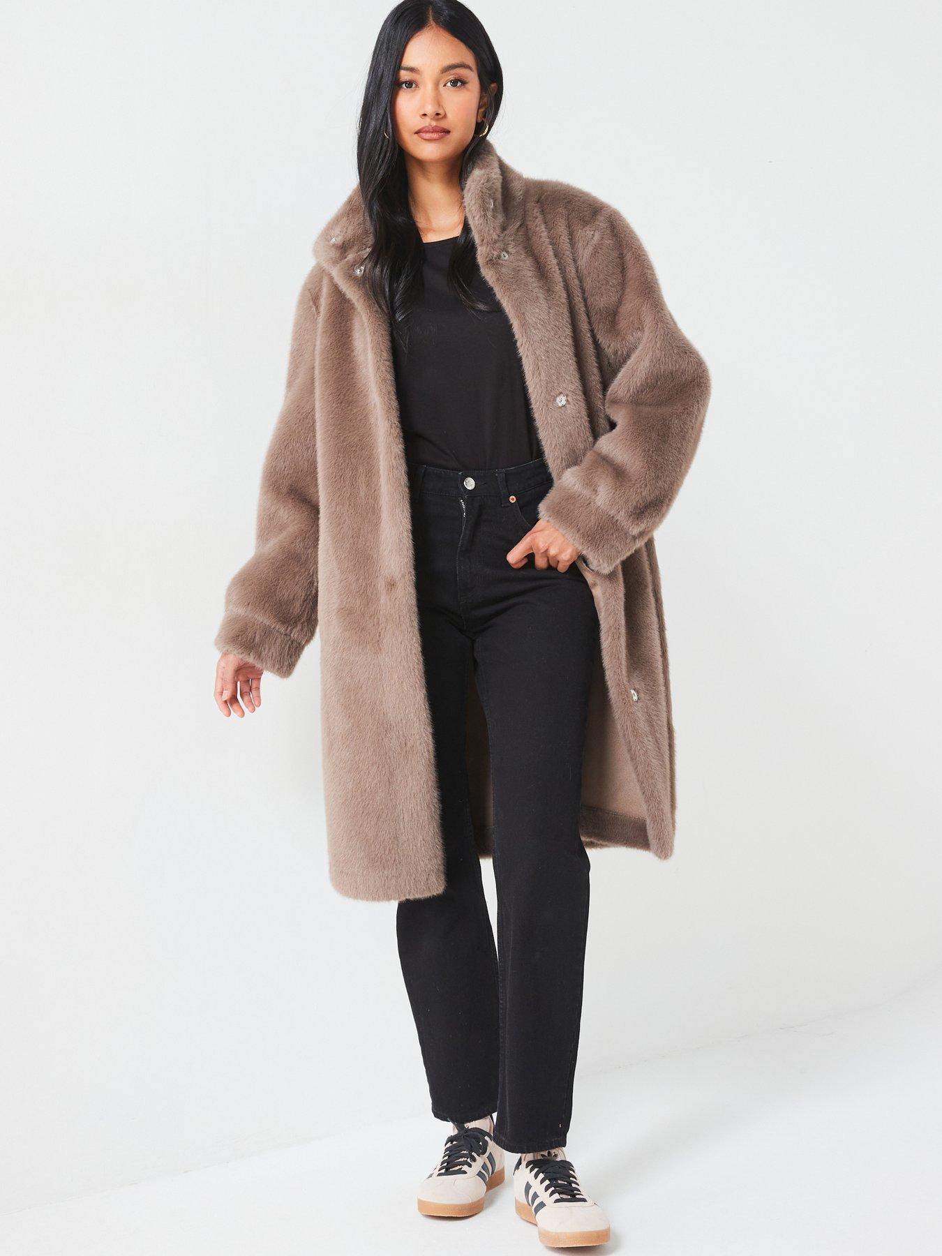 undefined Faux Fur Bonded Coat - Mink
