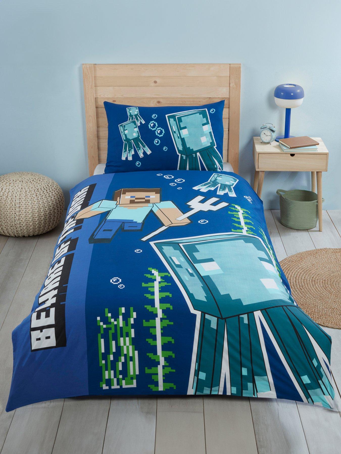 Minecraft Beware of the Dark Glow-In-The-Dark Single Duvet Cover Set