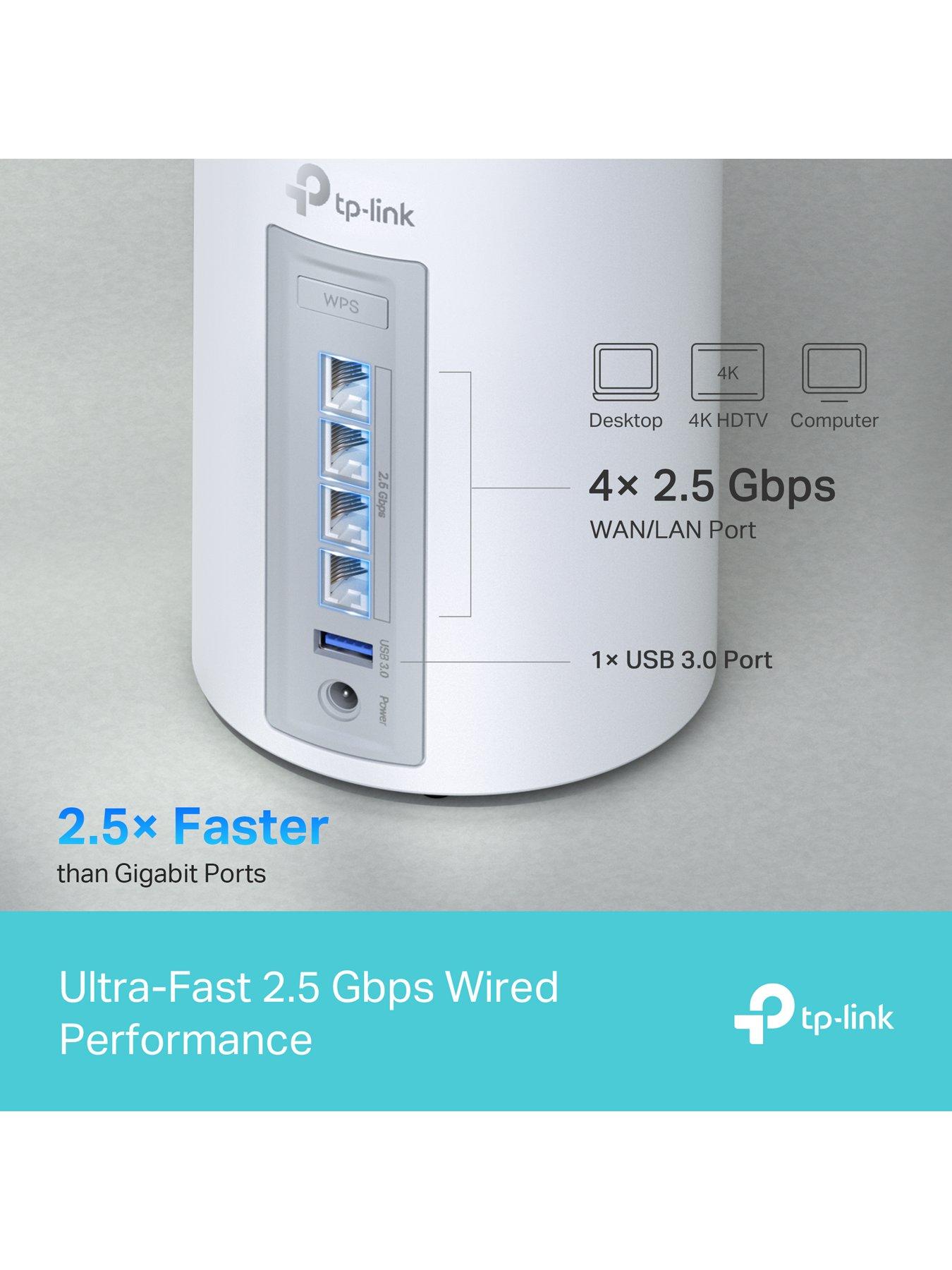 Image 4 of 7 of TP Link Deco BE65 (3-pack) 9.3Gbps Wi-Fi 7 Tri-Band Mesh Kit, Parental Controls, AI-Driven Wi-Fi, 4x 2.5G pt