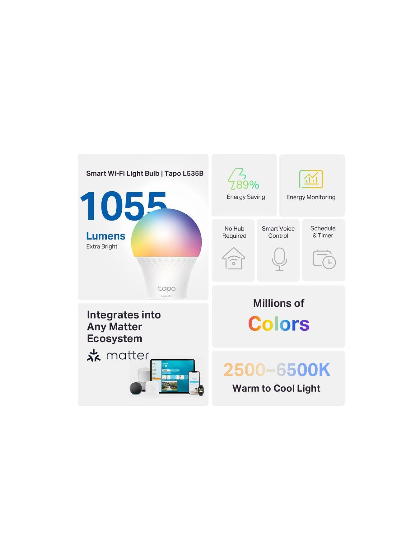  image of tp-link-tp-link-tapo-l535b-matter-compatible-smart-bulb-multi-colour-b27