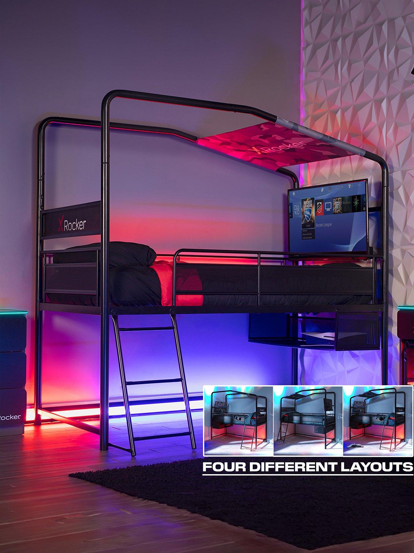 front image of x-rocker-contra-mid-sleeper-reversible-gaming-bunk-bed