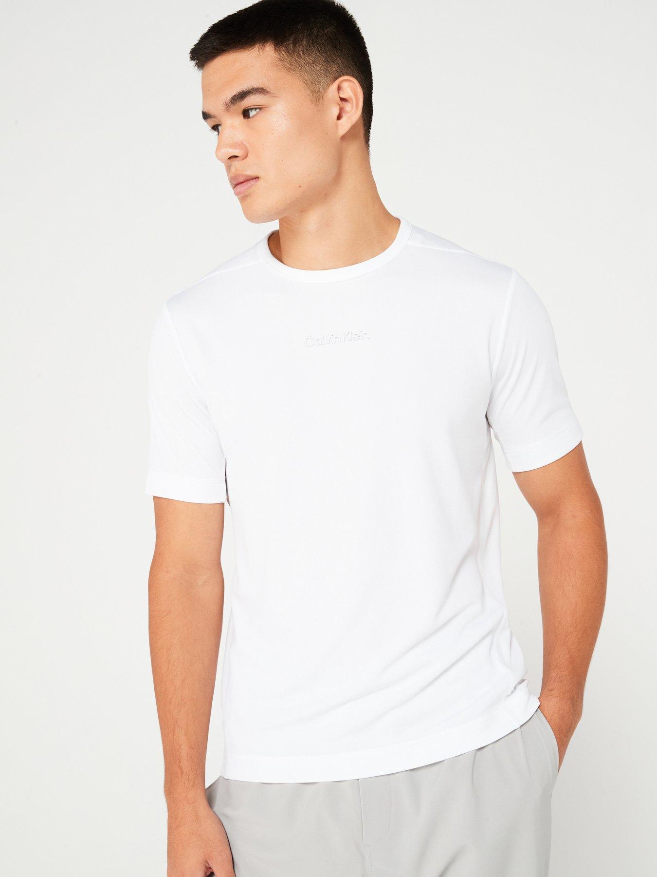 Calvin Klein Sport Small Centre Logo Woven T shirt White littlewoods