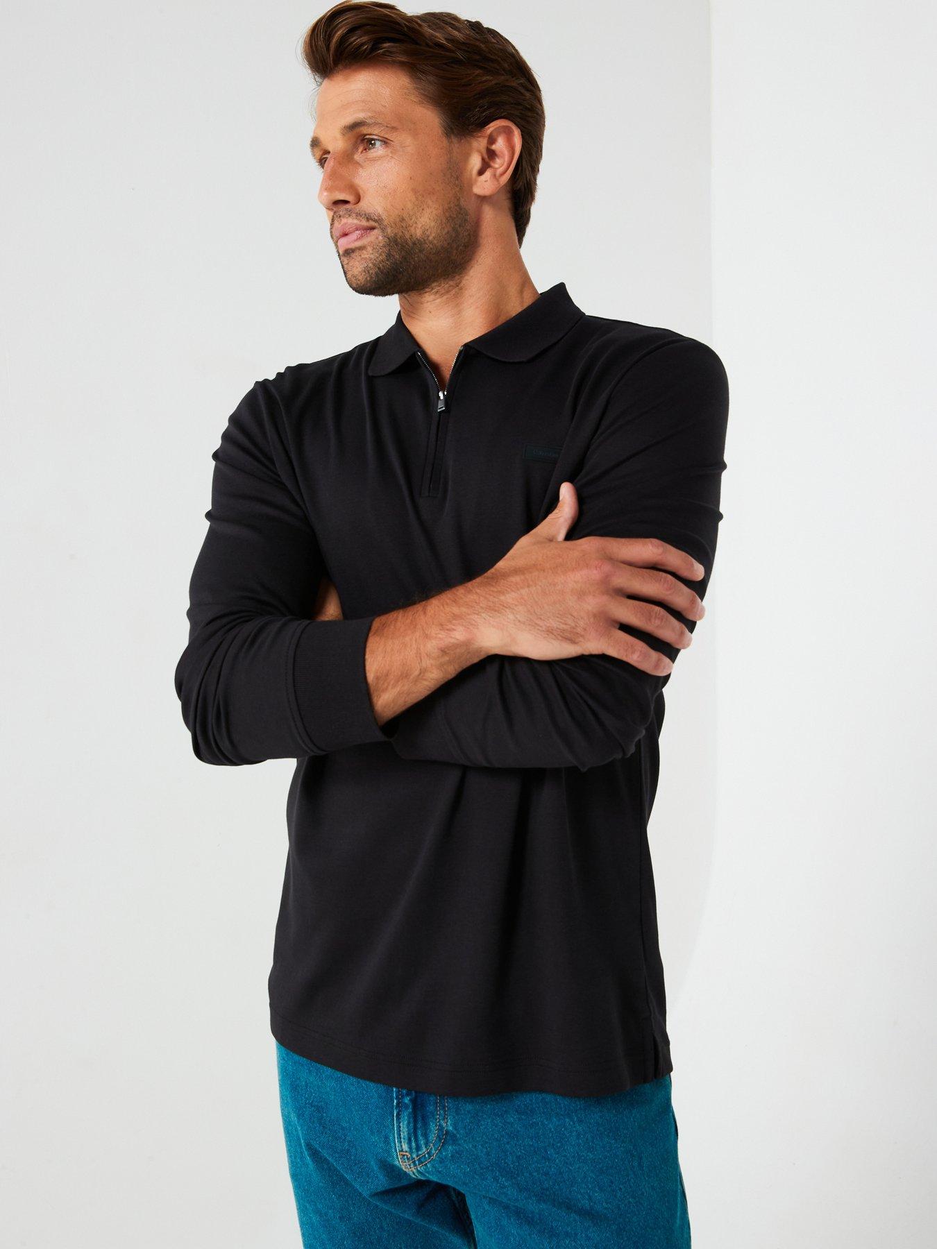 undefined Liquid Touch 1/4 Zip Long Sleeve Polo Shirt - Black