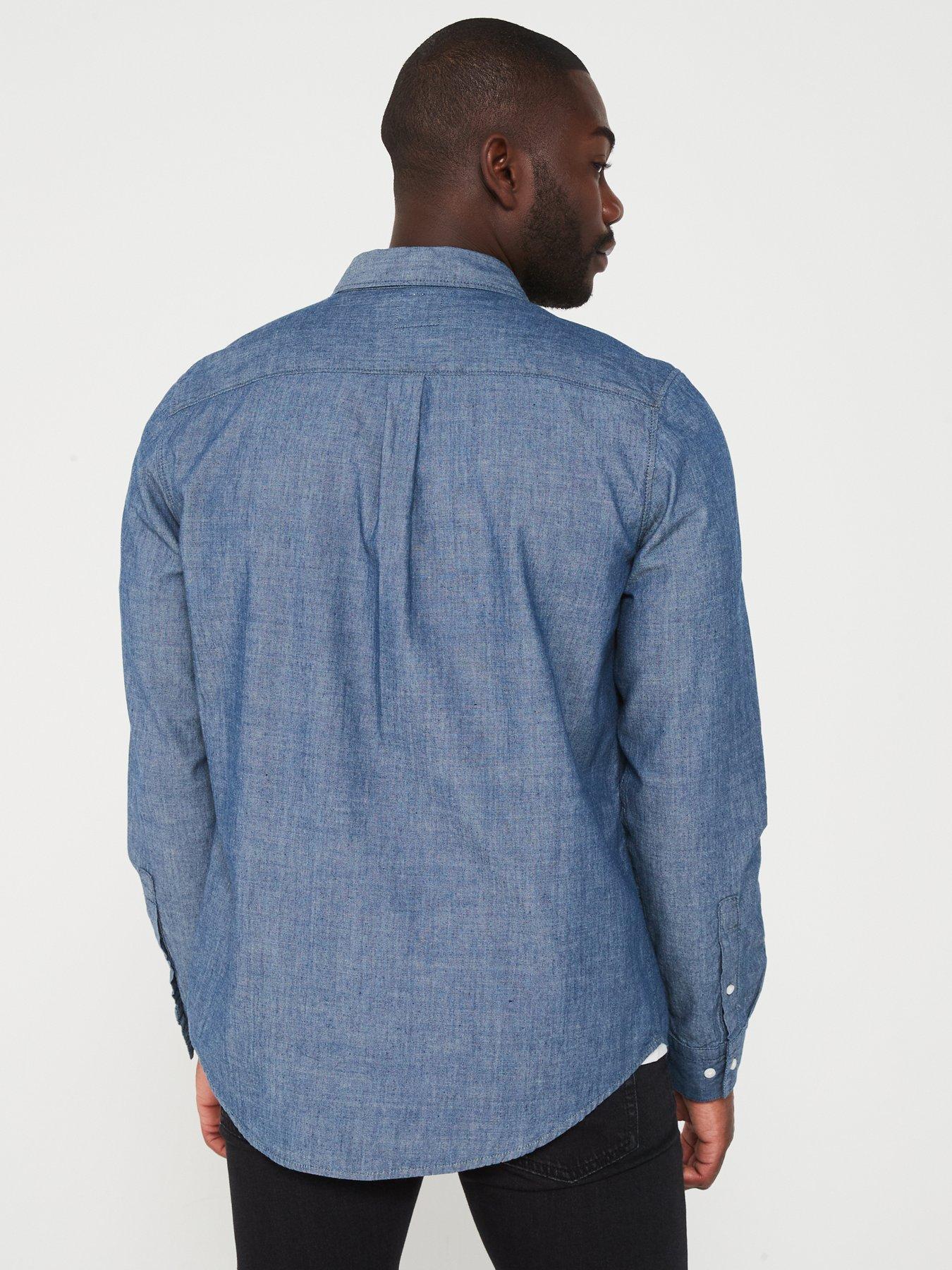 Image 2 of 5 of Calvin Klein Chambray Lightweight Denim Shirt - Mid Wash