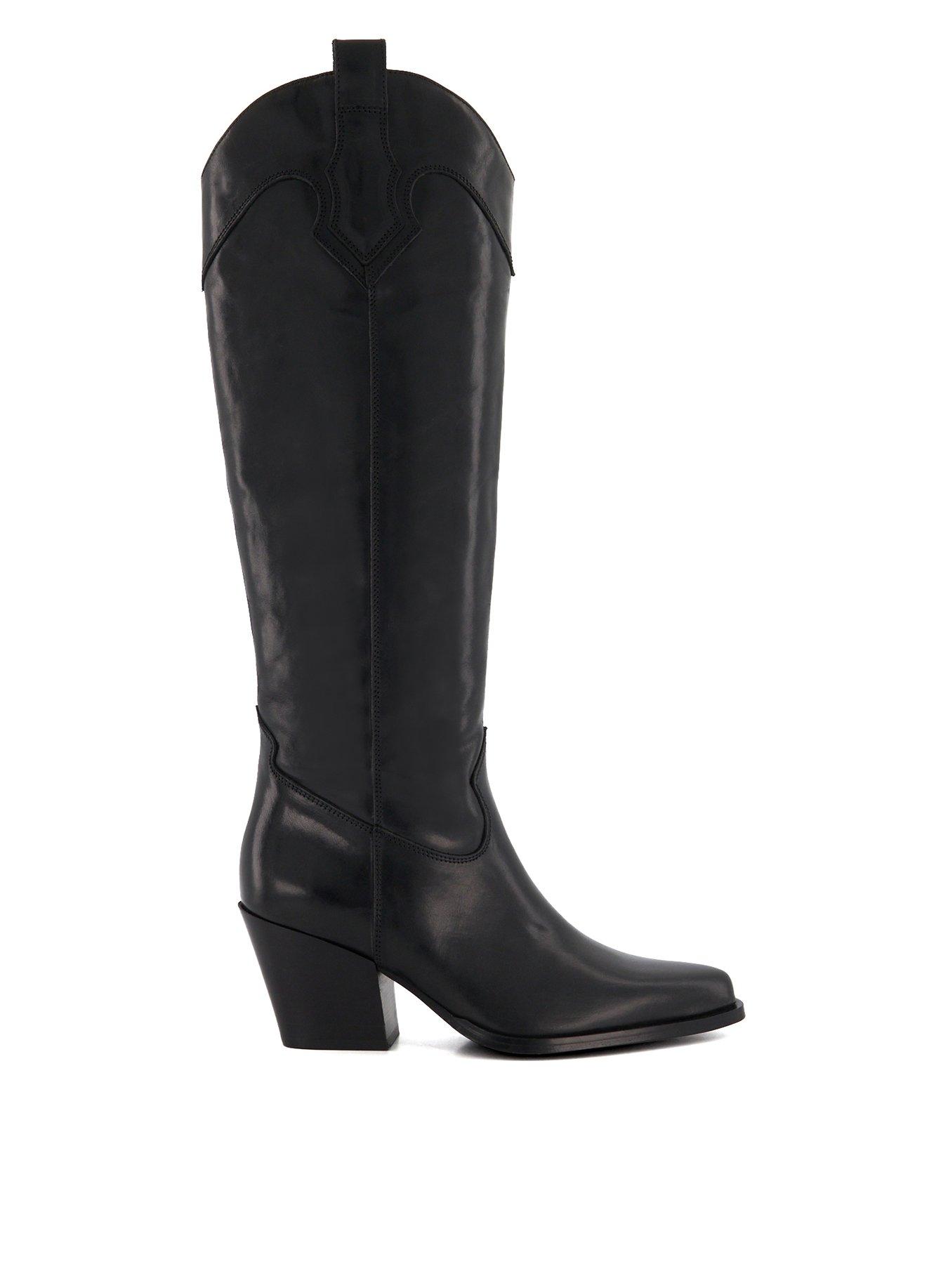 undefined Tennessee Leather Knee-High Western Boots - Black