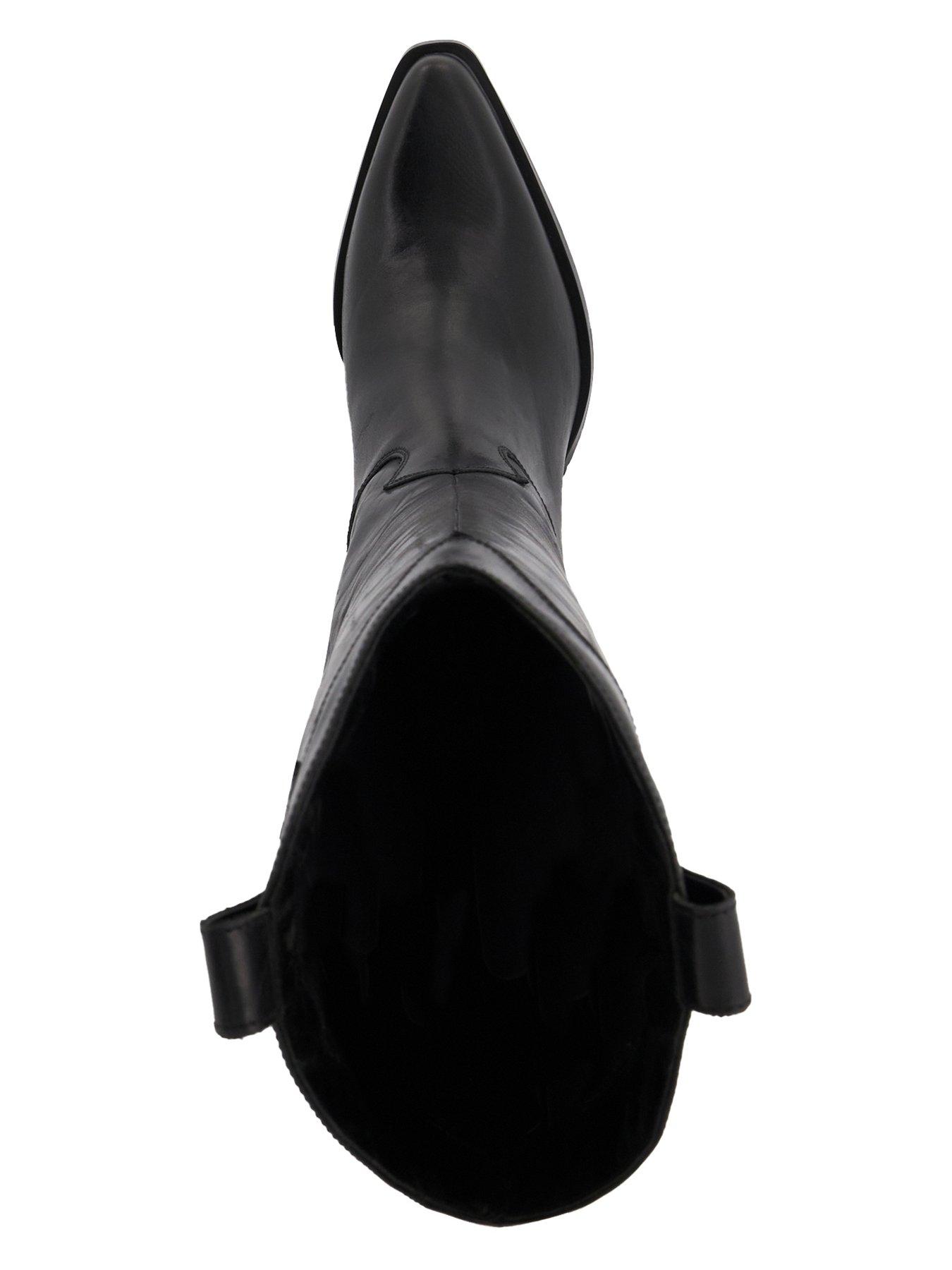 Image 4 of 6 of Dune London Tennessee Leather Knee-High Western Boots - Black