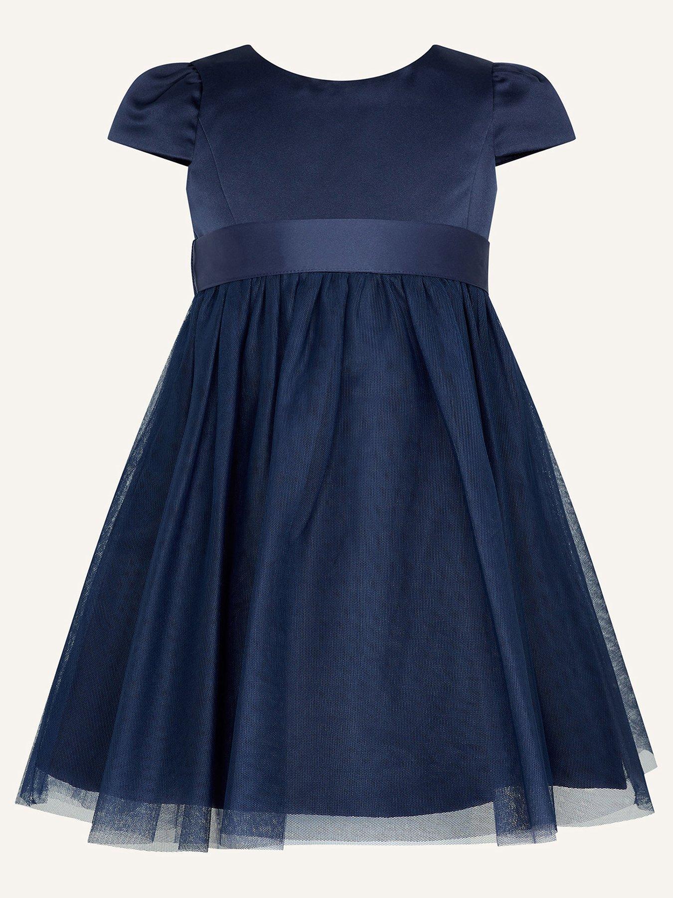 Monsoon Baby Girls Tulle Bridesmaid Dress Navy littlewoods