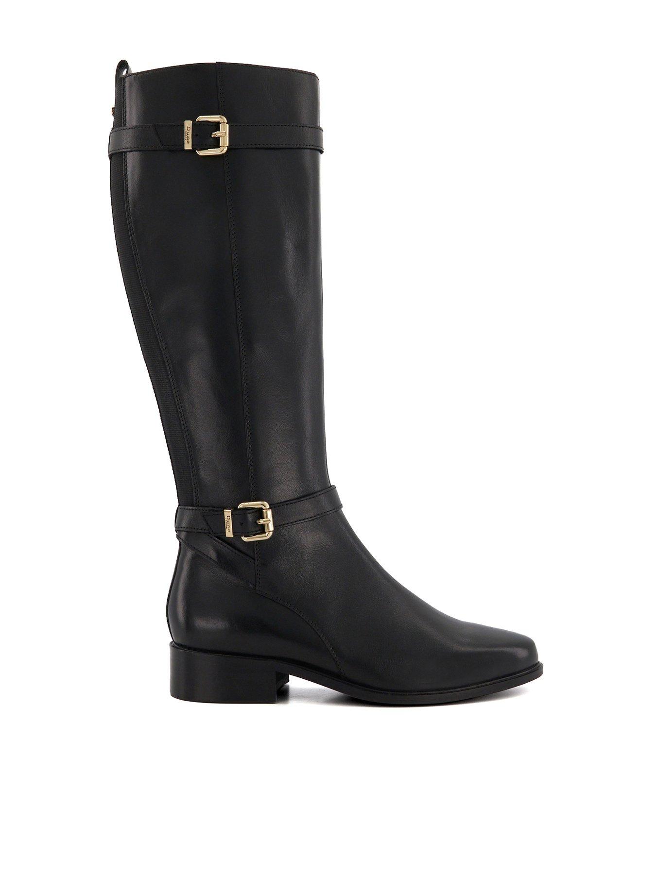 undefined Tepi Leather Buckle-detail Casual Knee-high Boots - Black