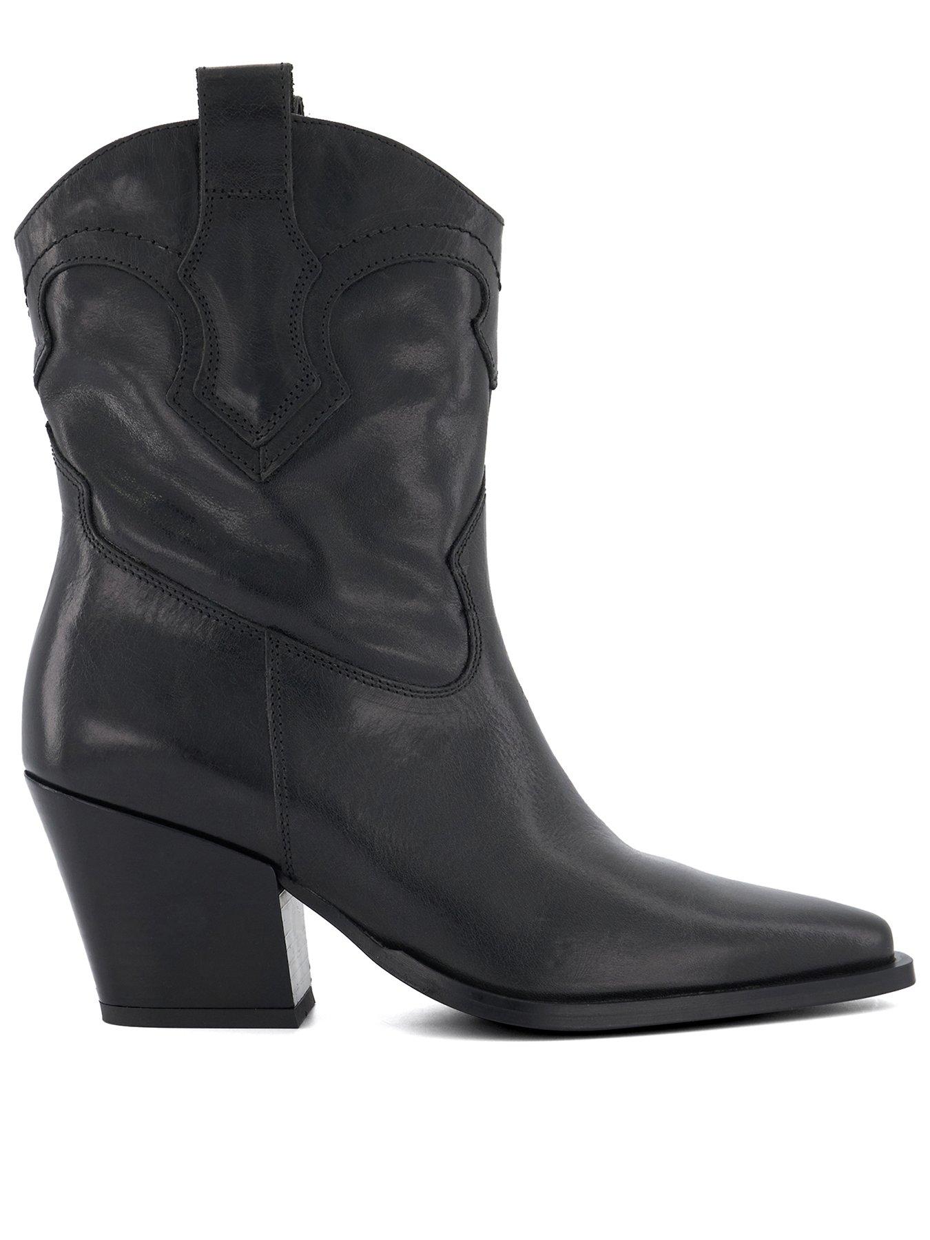 undefined Ponty Leather Western Boots - Black