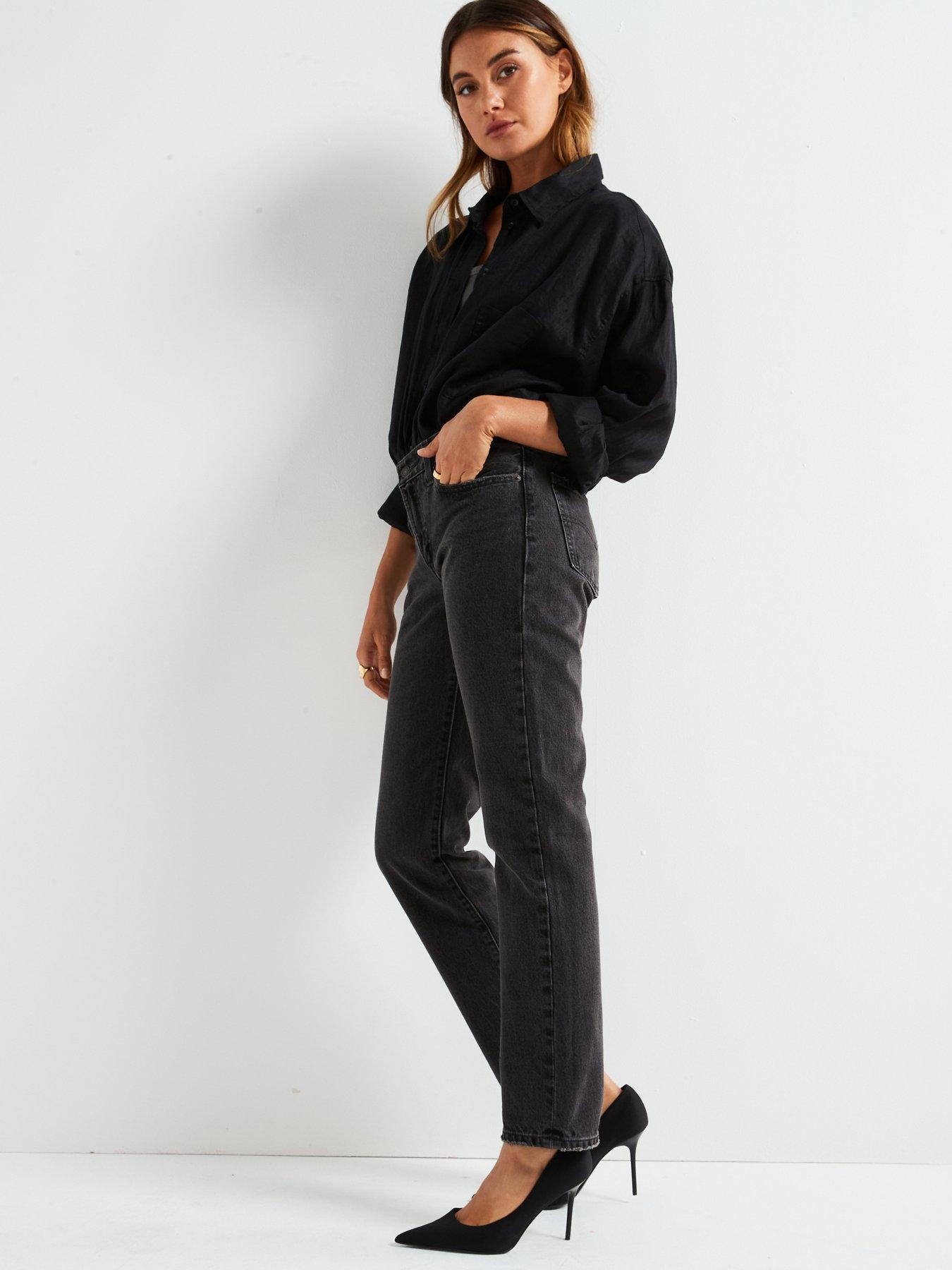  image of levis-midi-rise-straight-leg-jeans-black
