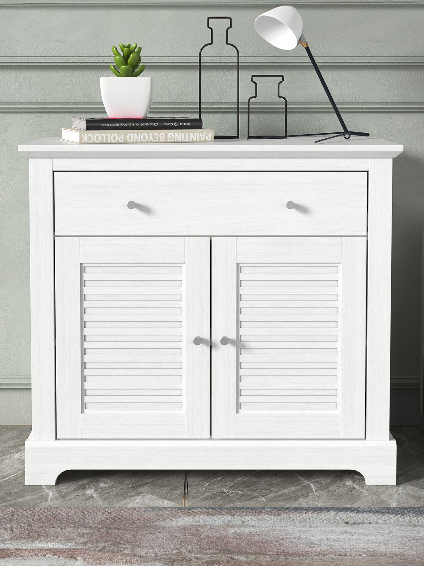 front image of gfw-salcombe-2-door-1-drawer-compact-sideboard-white