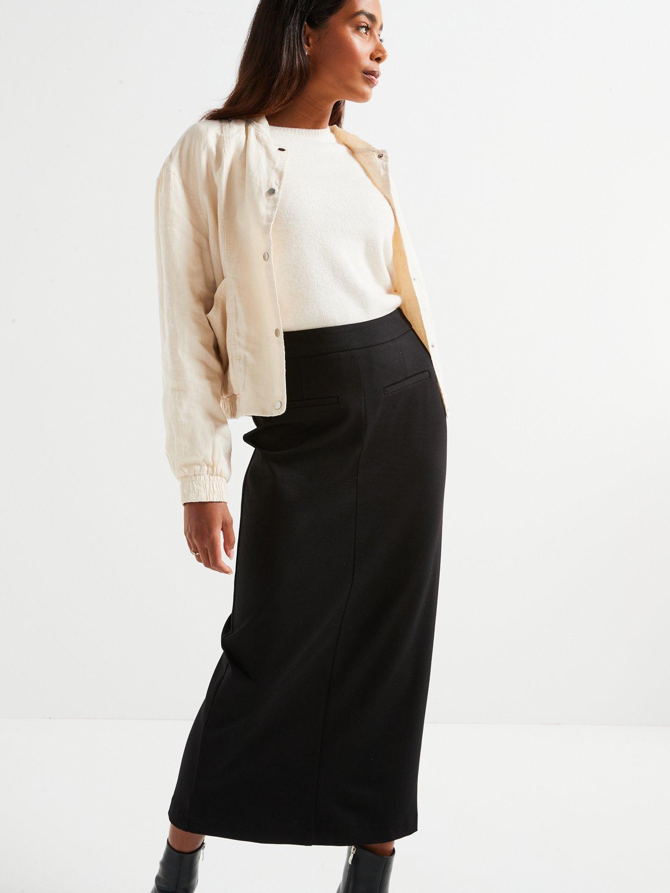 Image 5 of 6 of The Very Collection Seamed Ponte Midi Skirt - Black
