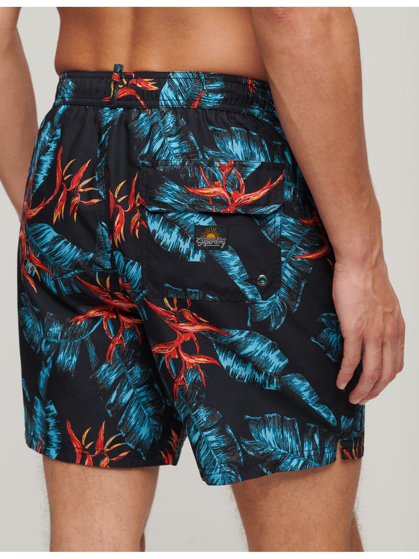 Image 2 of 5 of Superdry Hawaiian Print 17" Swim Shorts - Navy