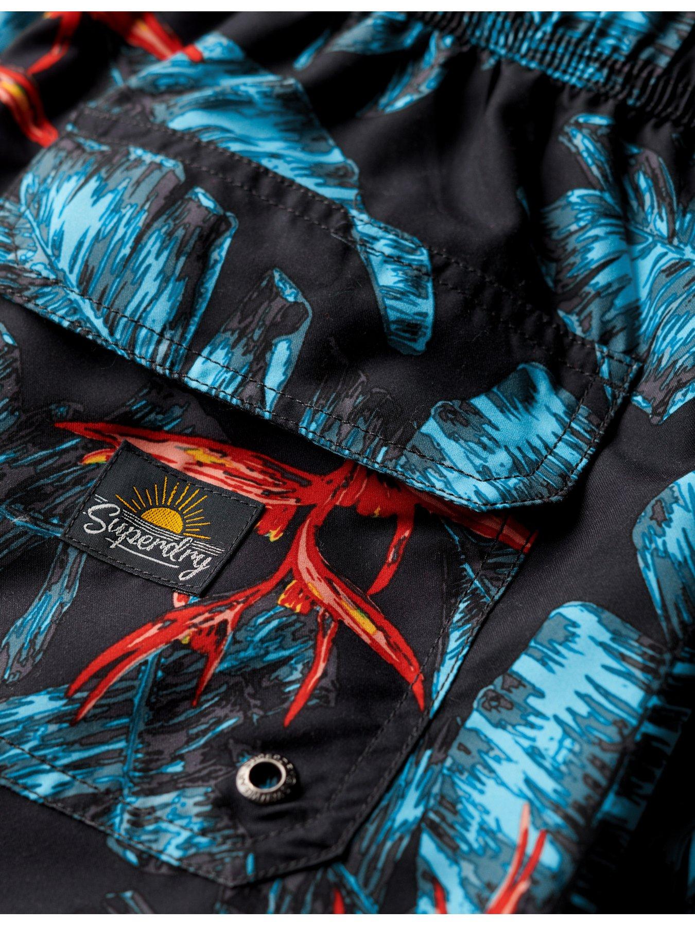 Image 4 of 5 of Superdry Hawaiian Print 17" Swim Shorts - Navy