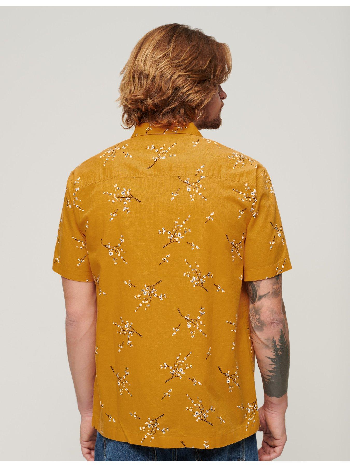  image of superdry-hawaiian-short-sleeve-regular-fit-shirt-yellow