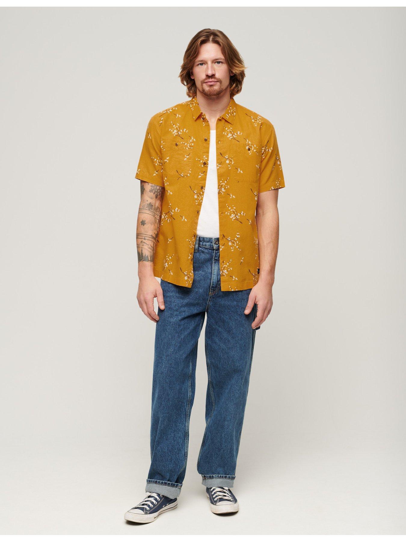  image of superdry-hawaiian-short-sleeve-regular-fit-shirt-yellow