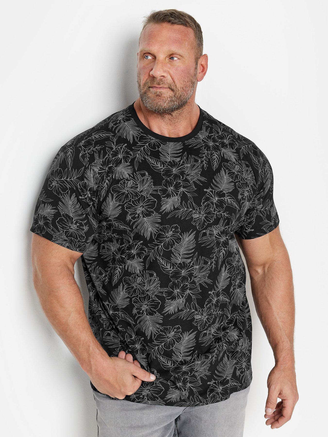 undefined Bad Rhino Aop Outline Leaf Short Sleeve T-shirt - Black