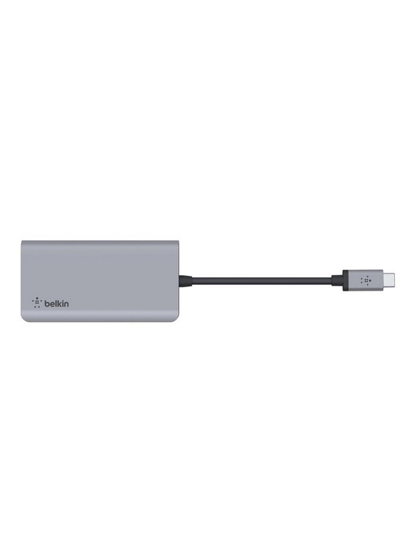  image of belkin-usb-c-4-in-1-multiport-adapter--nbsphdmi-usb-with-100w-power-pass-through-aluminium