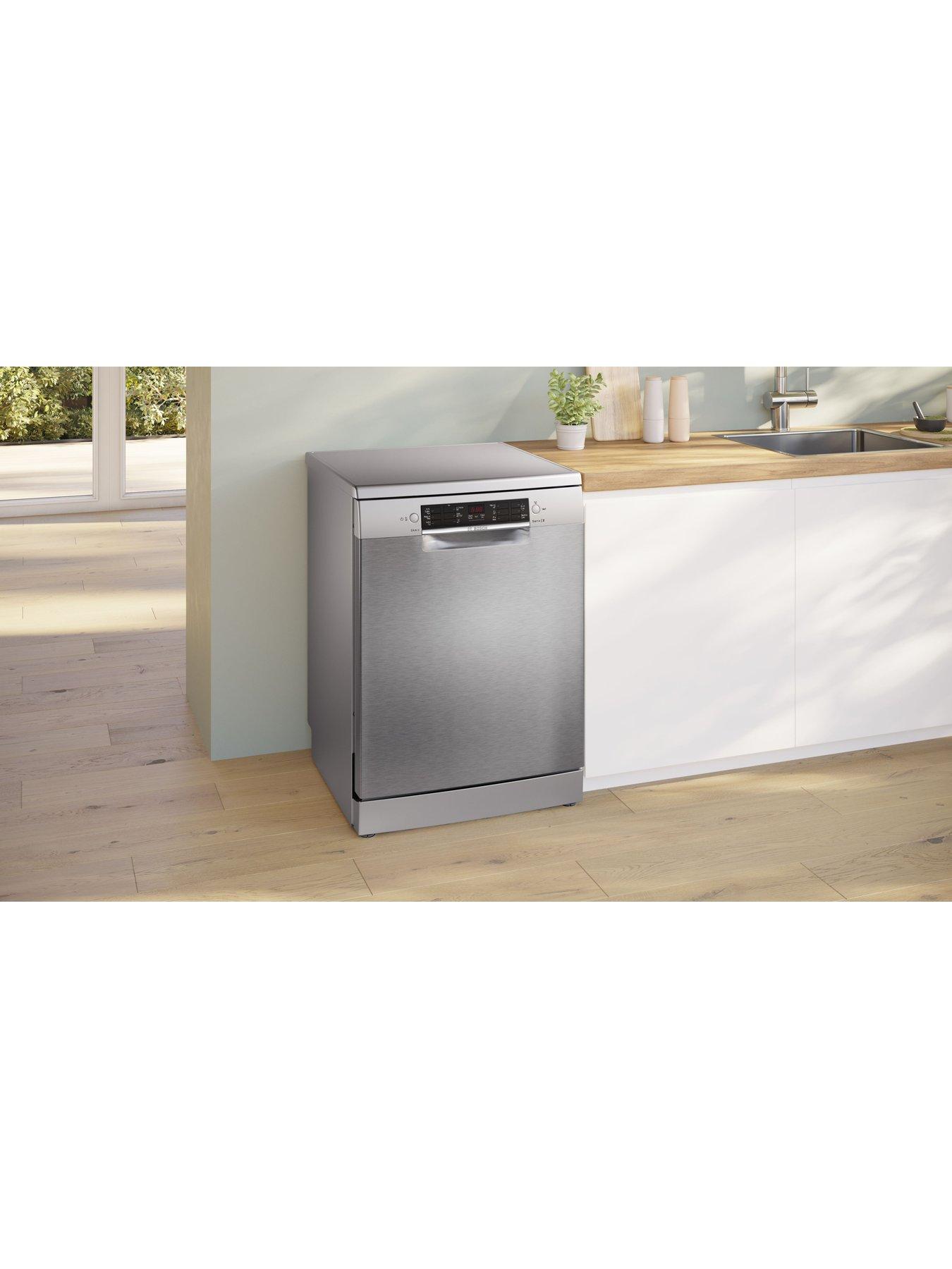  image of bosch-series-2-sms26ai08g-fullsizenbsp12-place-setting-freestanding-dishwasher-5-programmes-vario-baskets-2-options-46db-95l-silver-inox