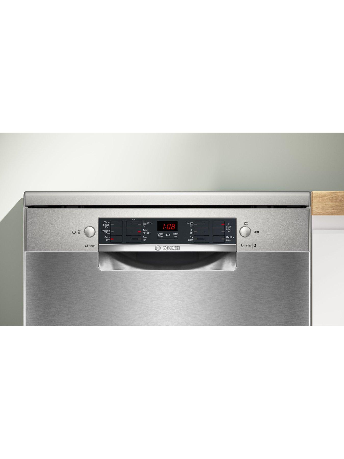  image of bosch-series-2-sms26ai08g-fullsizenbsp12-place-setting-freestanding-dishwasher-5-programmes-vario-baskets-2-options-46db-95l-silver-inox