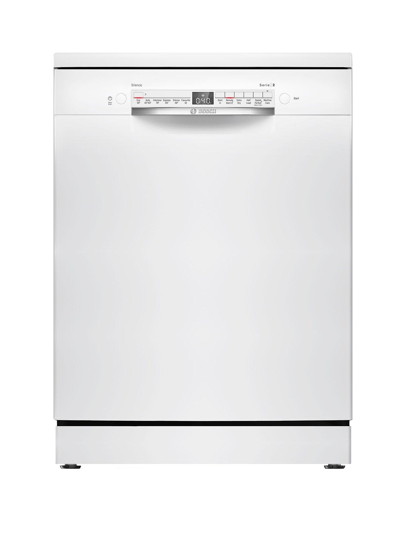 Bosch Series 2 SMS2HVW67G Fullsize, 14-Place Setting Freestanding Dishwasher - 6 programmes, Vario baskets, Vario Drawer, 5 options, 46dB, 9L - White