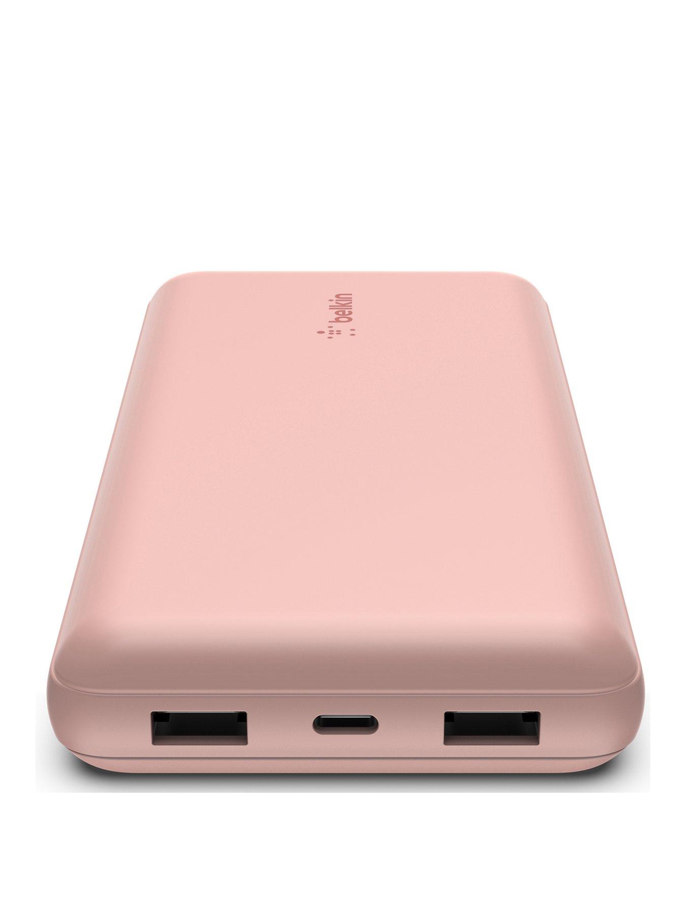 Belkin BoostCharge 20,000mAh Powerbank - 3 Port, 15W Output, Fast Charging - Rose Gold
