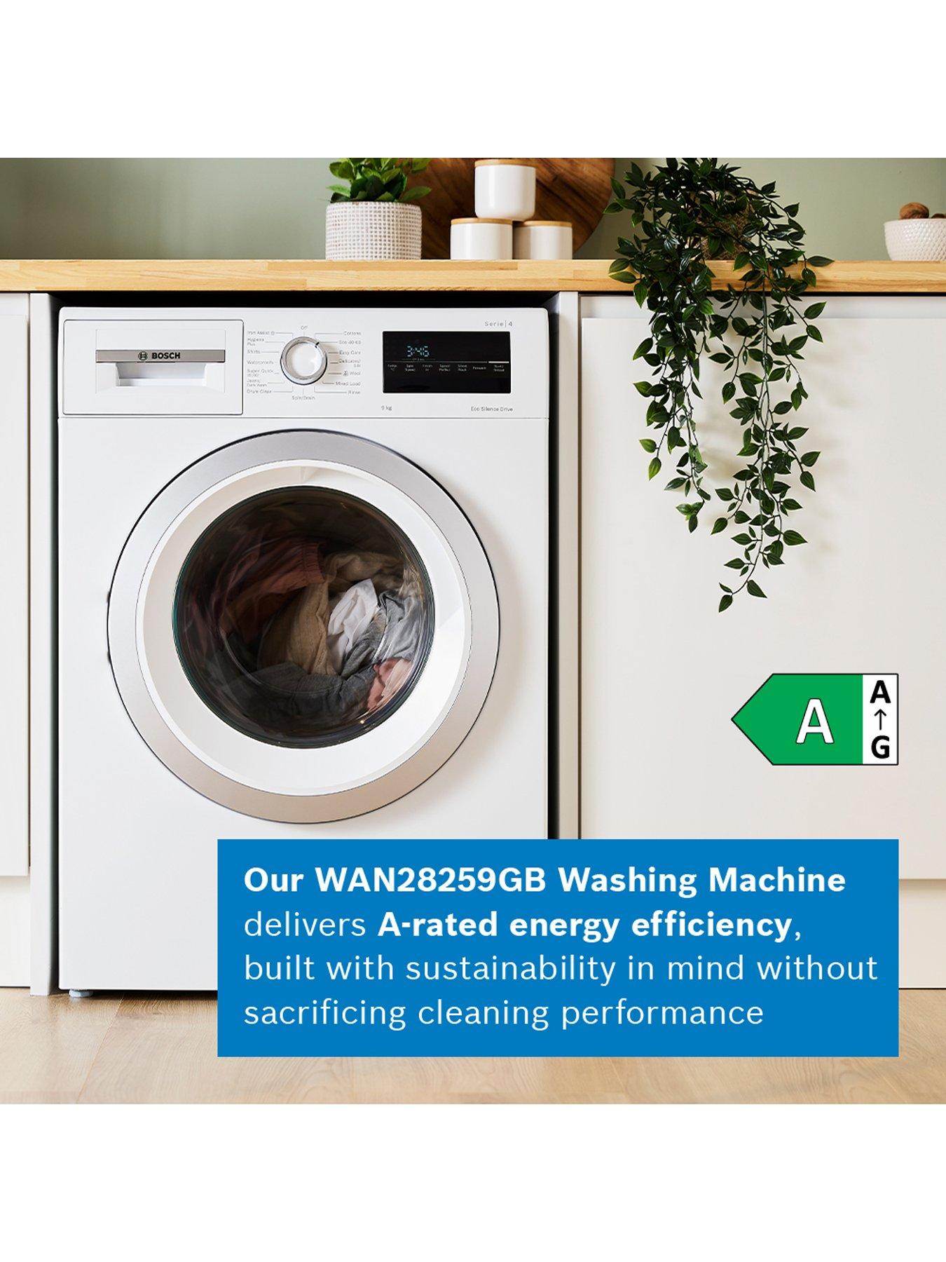  image of bosch-series-4-wan28259gb-9kg-load-1400rpm-spin-freestanding-washing-machine-iron-assist-speedperfect-eco-silence-drive-led-display-white
