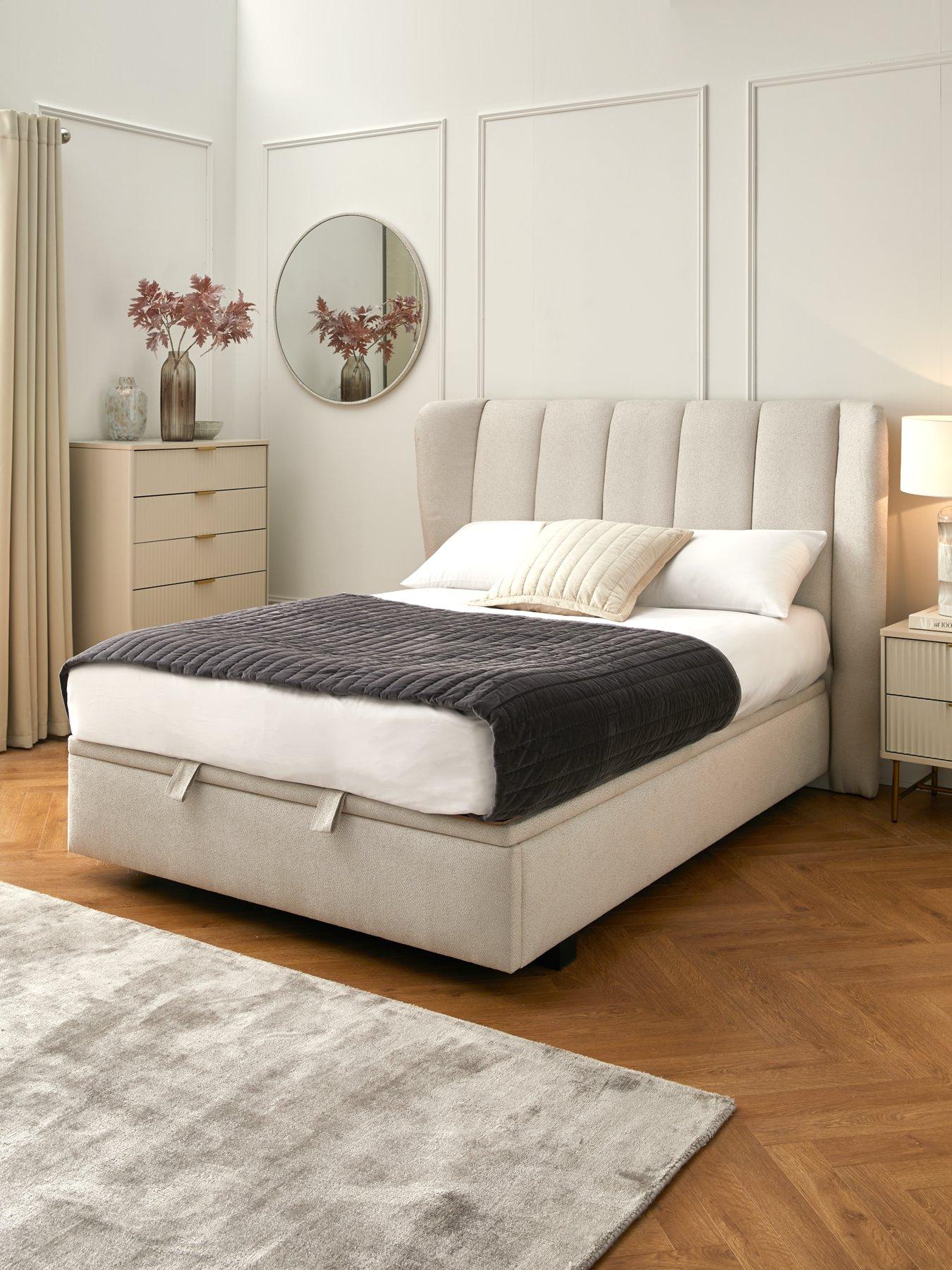 The Very Collection Jasper End Lift Up Storage Ottoman Bed Frame with Mattress Options (Buy  &  SAVE!) - Ivory