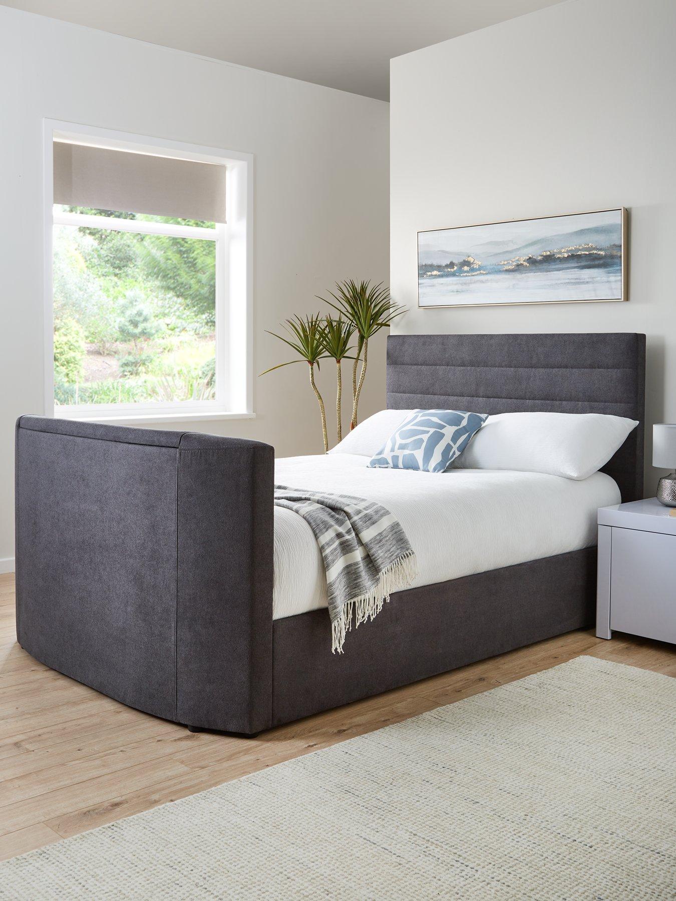 The Very Collection Kingsley Fabric TV Bed Frame - fits up to 32 inch TV - Charcoal