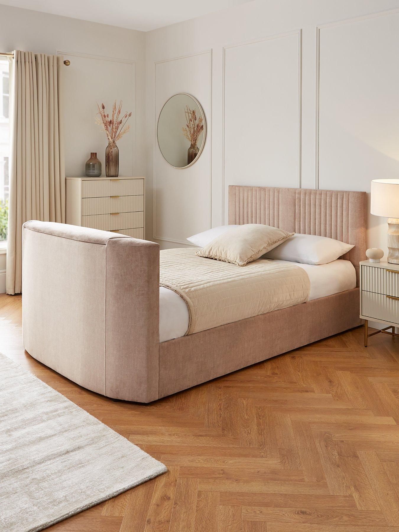 Prent TV Bed with Voice Control and Mattress Options (Buy & SAVE!) - Natural