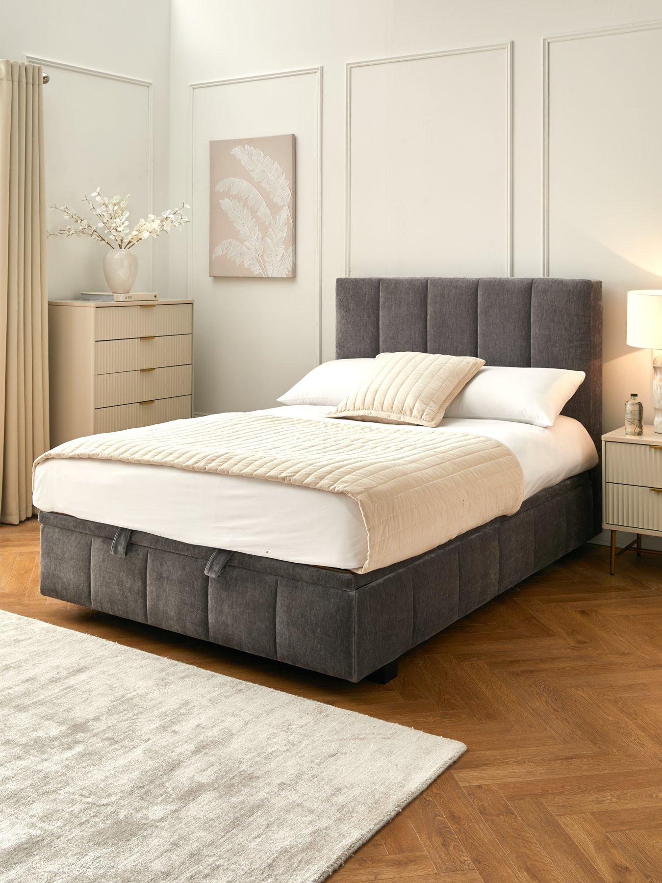 Very Home Remy End Lift Up Storage Ottoman Bed with Mattress Options (Buy  &  SAVE!) - Grey