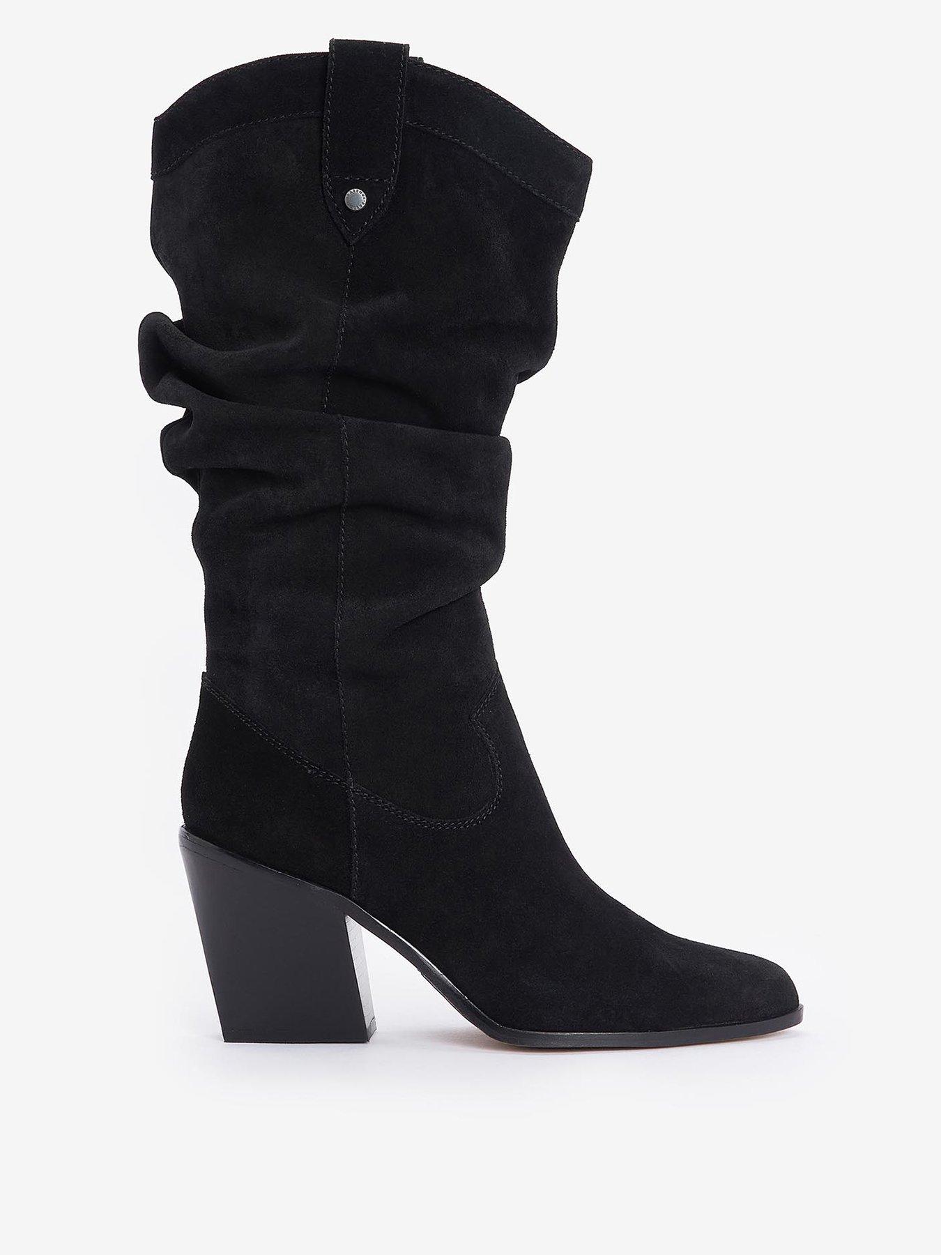 Image 1 of 6 of Barbour Corey Western Heel Knee High Boots - Black
