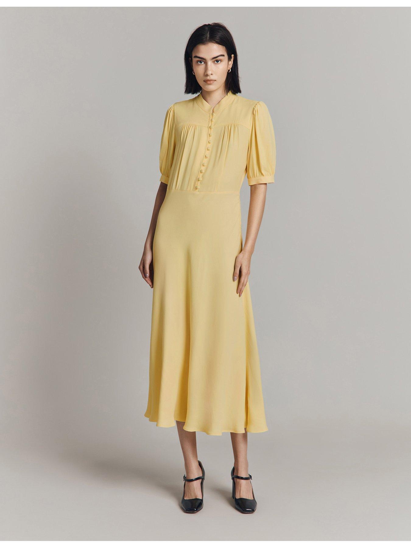 undefined Adele Short Sleeve Midaxi Dress - Yellow