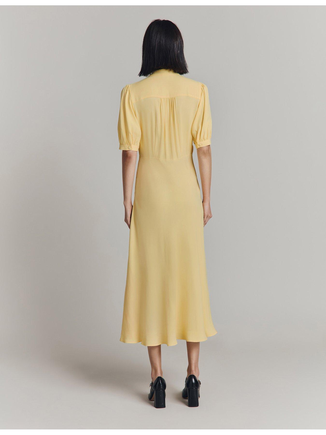 Image 2 of 5 of Ghost Adele Short Sleeve Midaxi Dress - Yellow