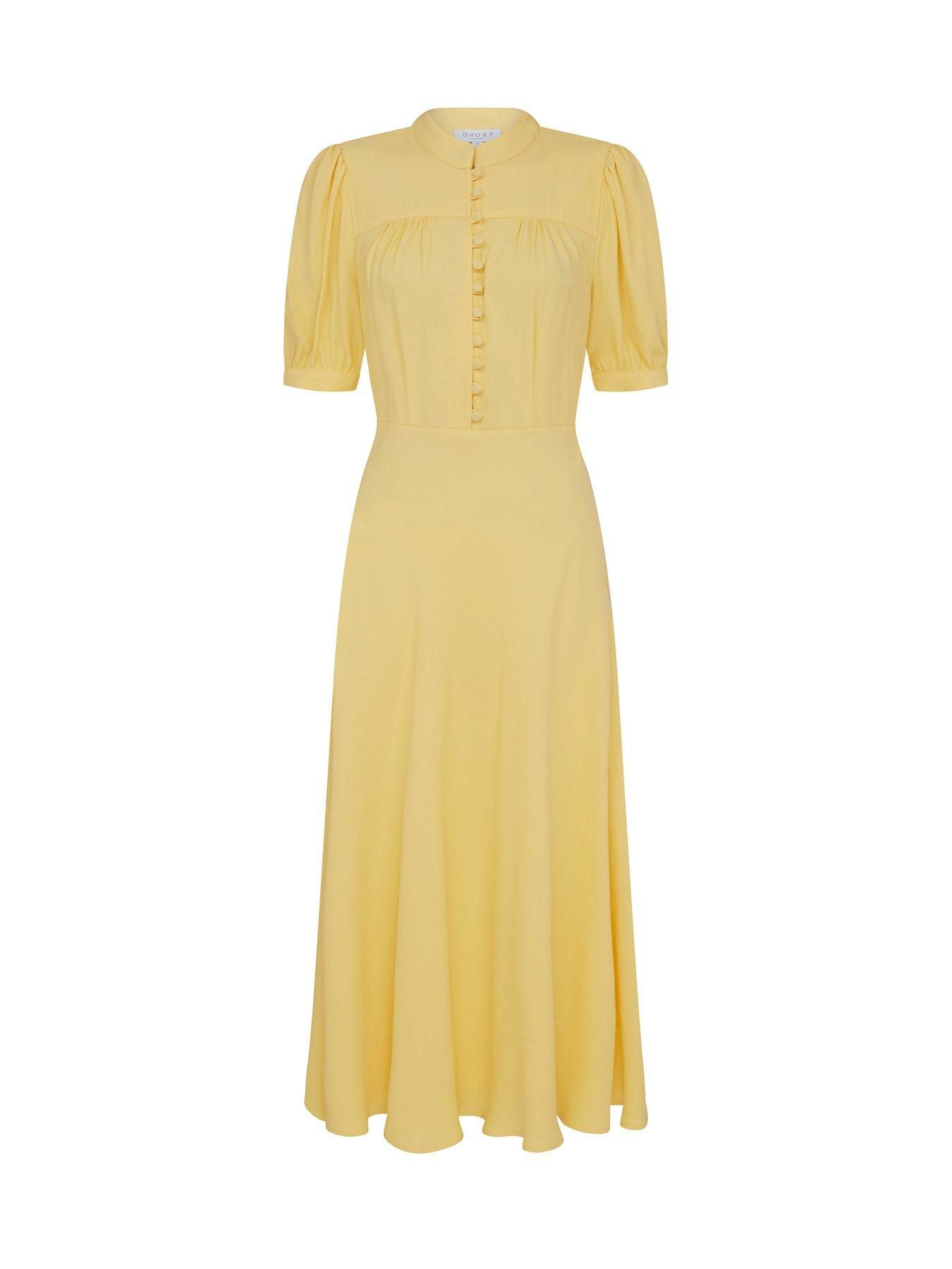 Image 3 of 5 of Ghost Adele Short Sleeve Midaxi Dress - Yellow