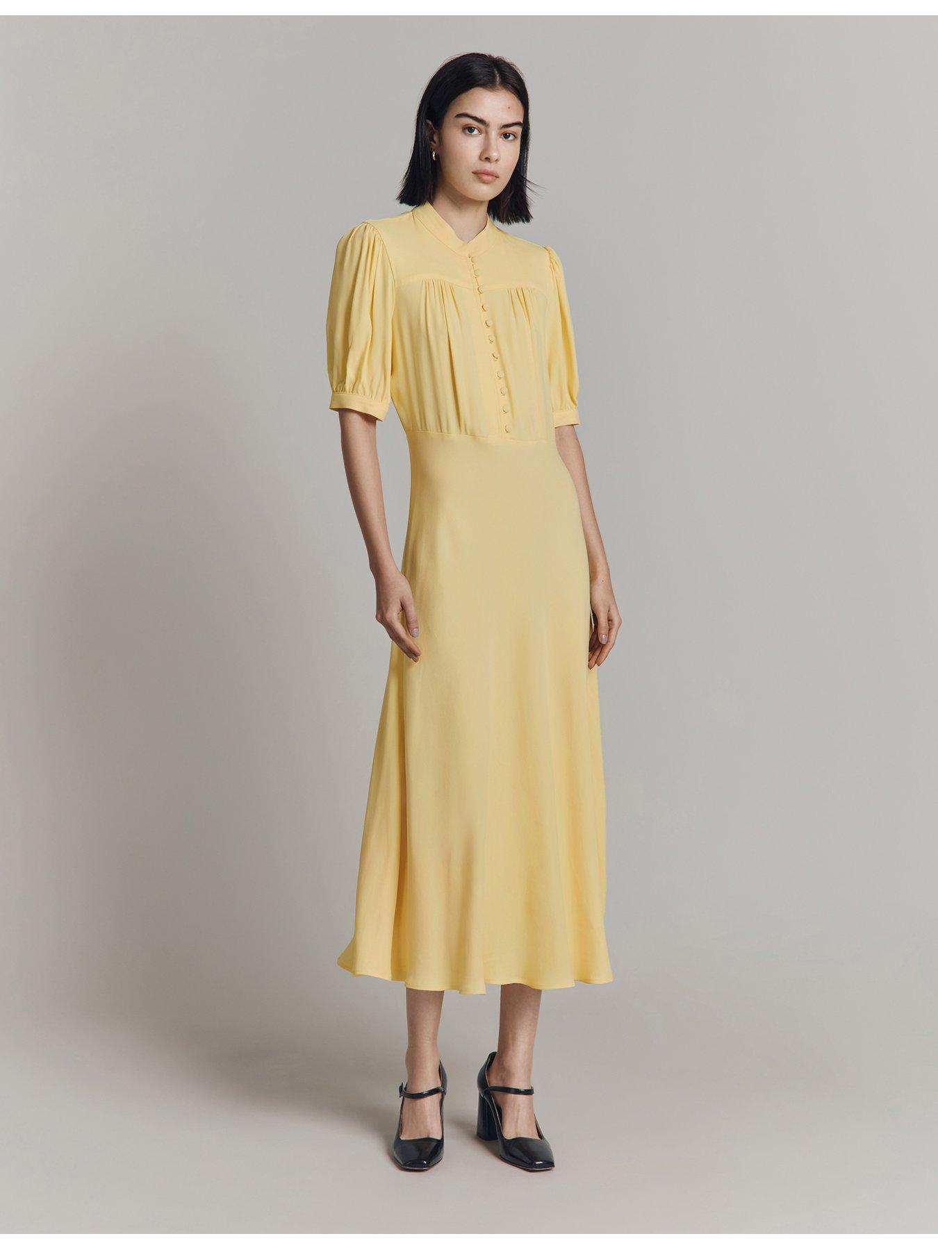 Image 4 of 5 of Ghost Adele Short Sleeve Midaxi Dress - Yellow