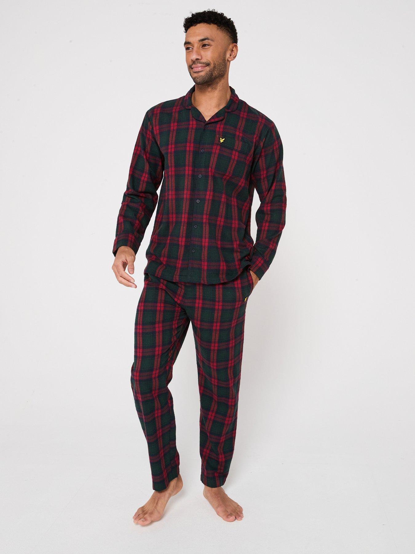  image of lyle-scott-lyle-amp-scott-julian-checked-flannel-pyjama-set-red