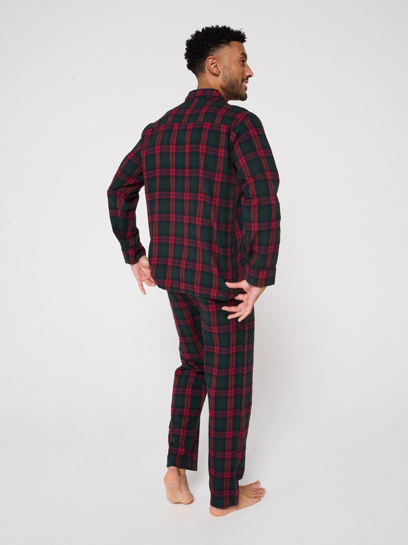  image of lyle-scott-lyle-amp-scott-julian-checked-flannel-pyjama-set-red