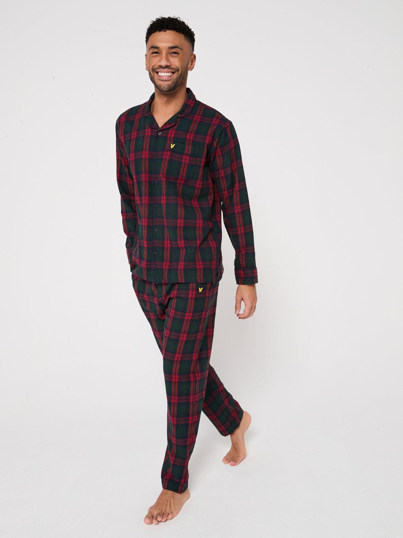  image of lyle-scott-lyle-amp-scott-julian-checked-flannel-pyjama-set-red