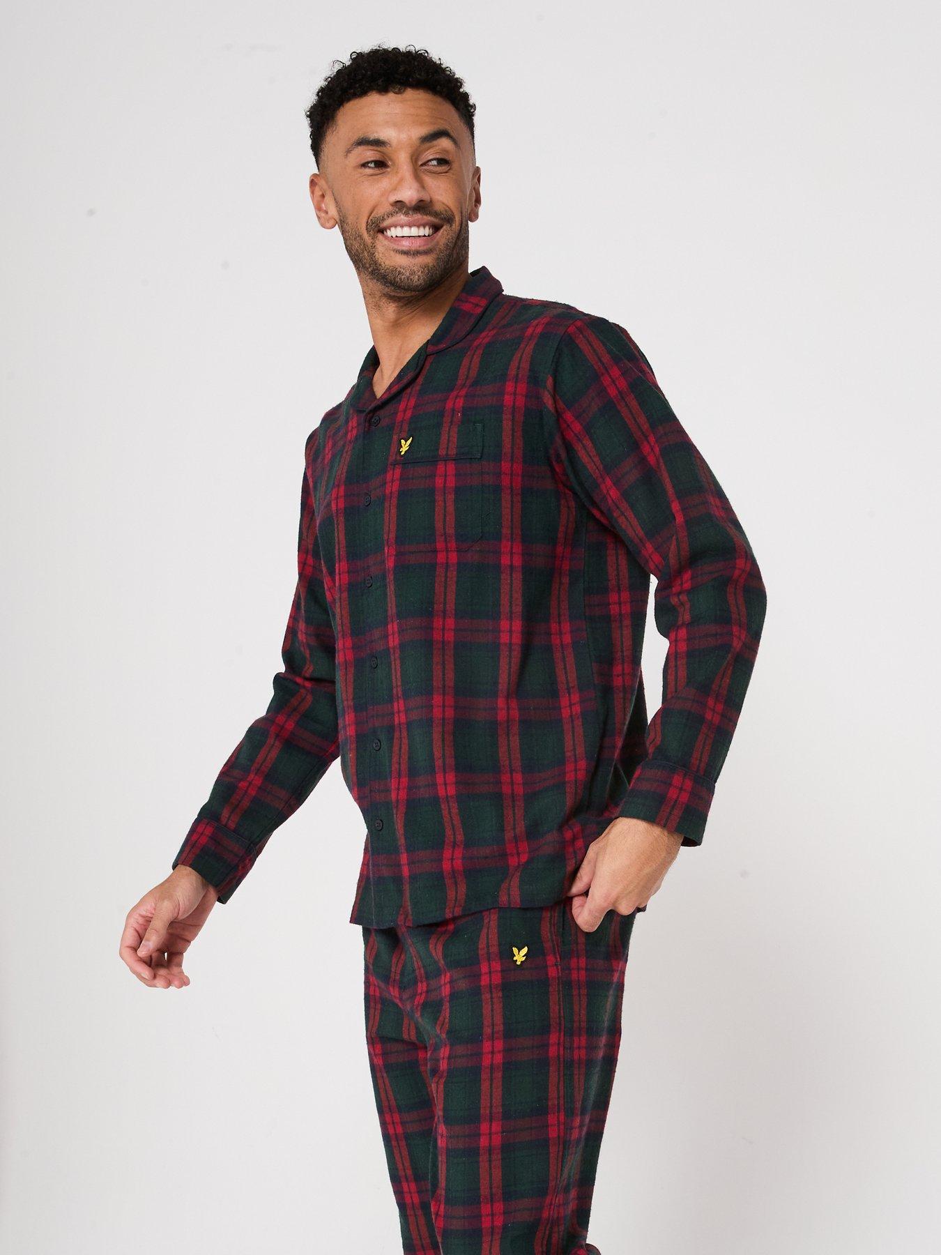  image of lyle-scott-lyle-amp-scott-julian-checked-flannel-pyjama-set-red