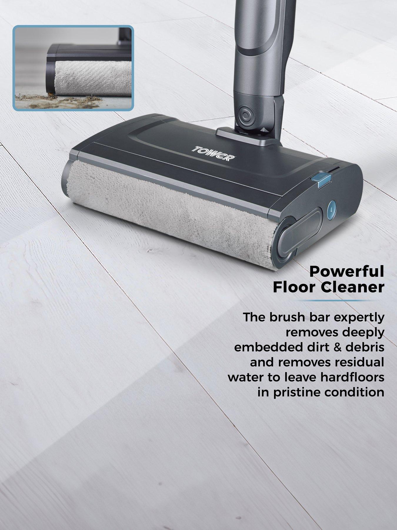  image of tower-t547002-aquajet-pro-cordless-hardfloor-cleaner-with-one-touch-controls-led-display-panel-300ml-clean-water-tank-400ml-dirty-water-tank-74v-titanium-amp-tiffany-blue