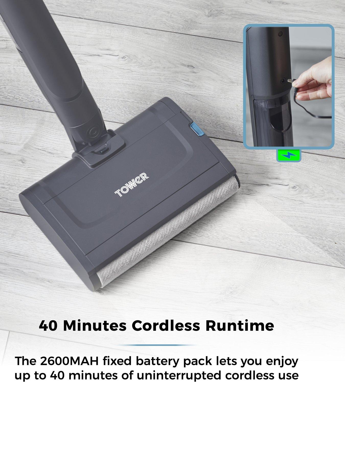  image of tower-t547002-aquajet-pro-cordless-hardfloor-cleaner-with-one-touch-controls-led-display-panel-300ml-clean-water-tank-400ml-dirty-water-tank-74v-titanium-amp-tiffany-blue