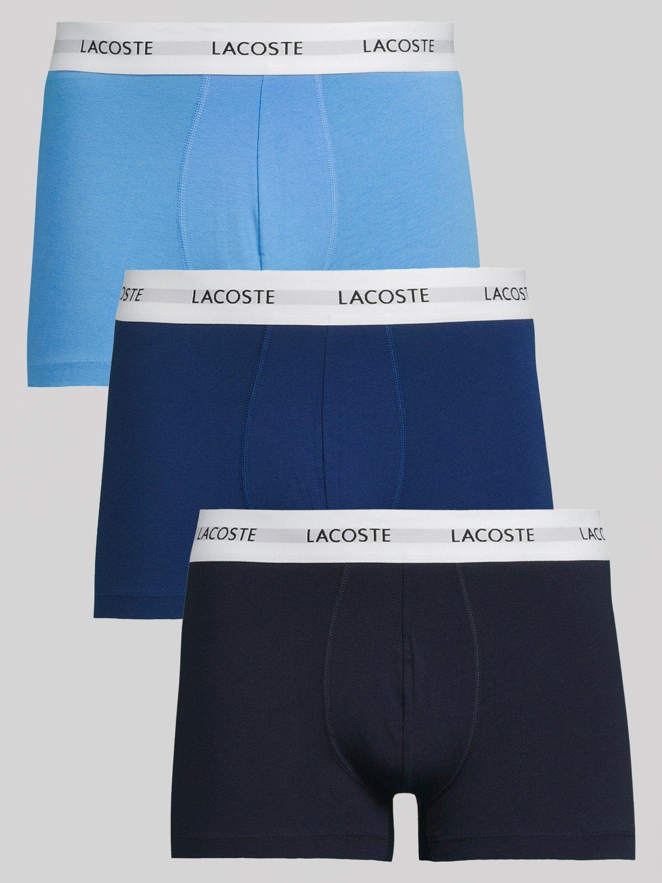  image of lacoste-3-pack-logo-waistband-cotton-trunks-blue