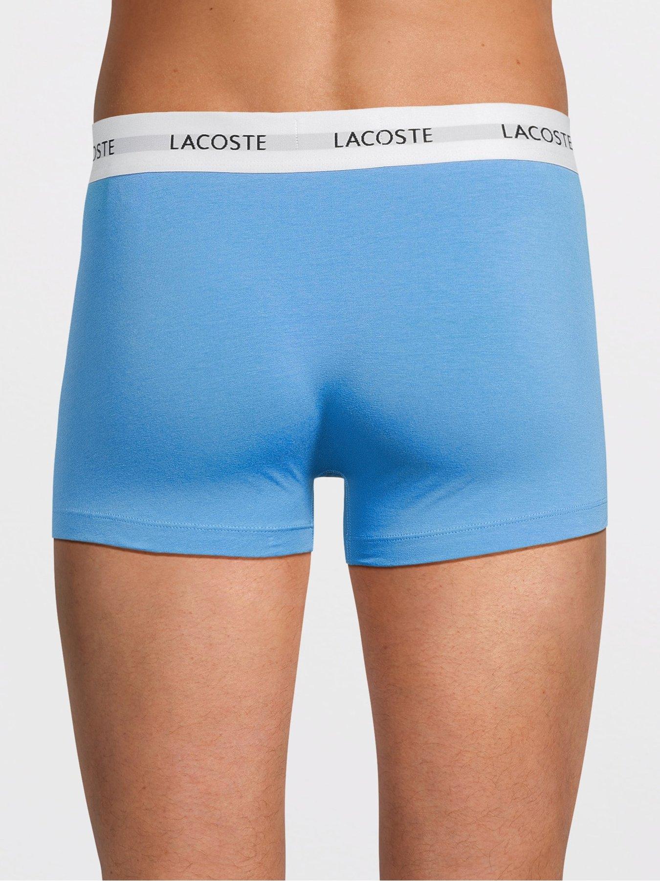  image of lacoste-3-pack-logo-waistband-cotton-trunks-blue
