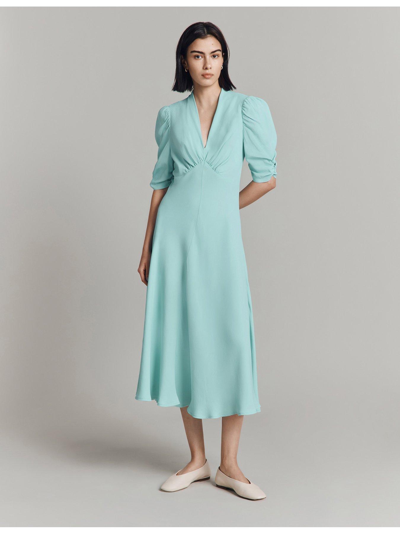 undefined Madi Short Sleeve Midaxi Dress - Blue