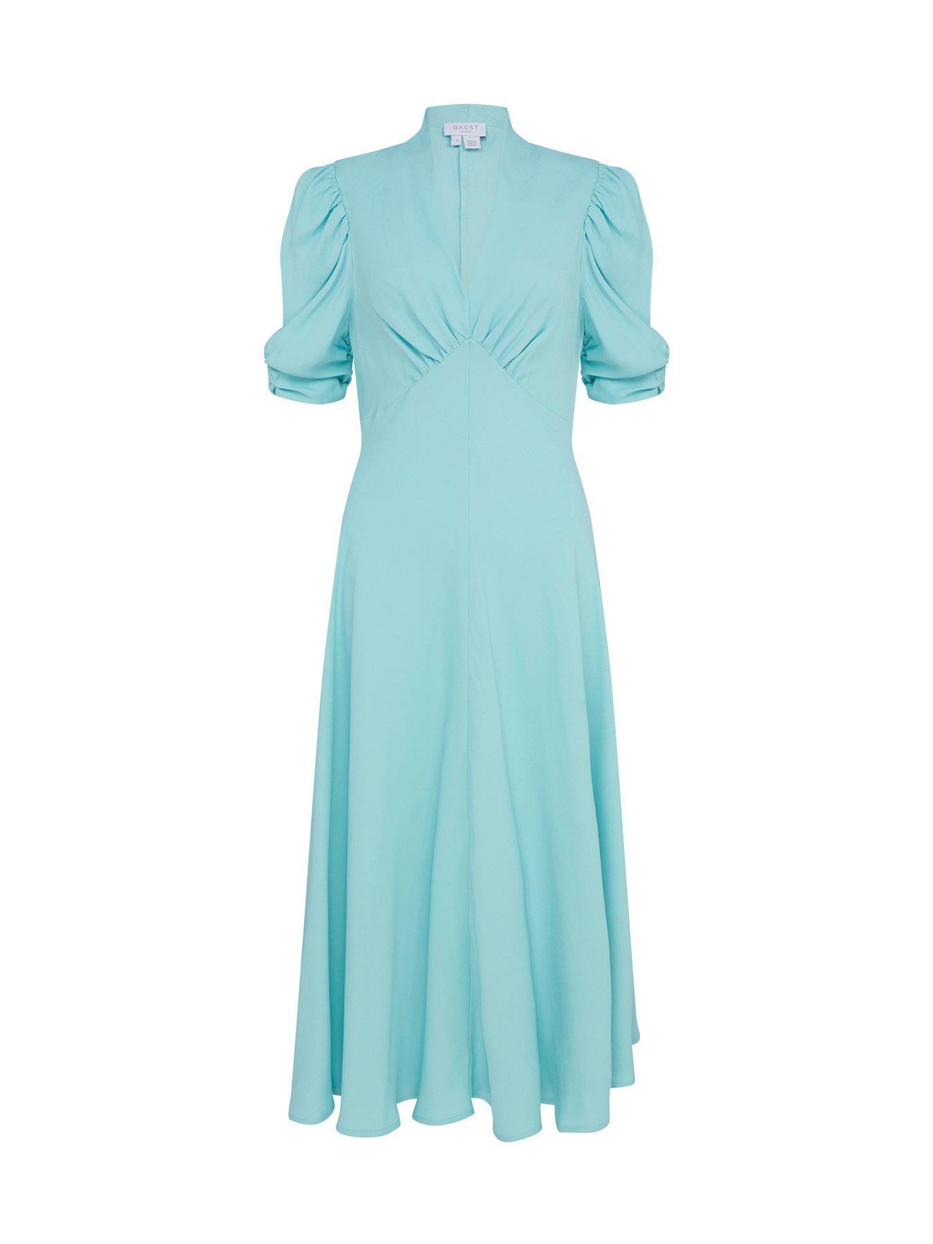  image of ghost-madi-short-sleeve-midaxi-dress-blue