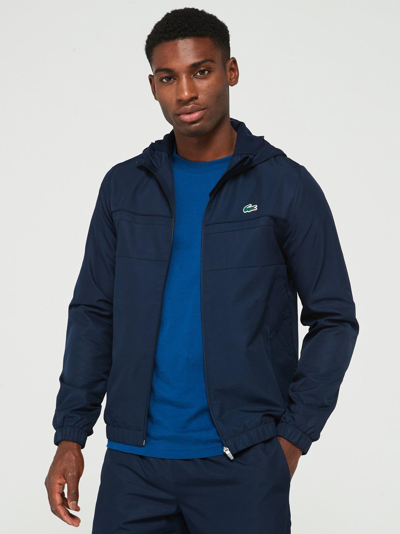 Lacoste Water Resistant Zipped Hooded Sports Jacket - Navy