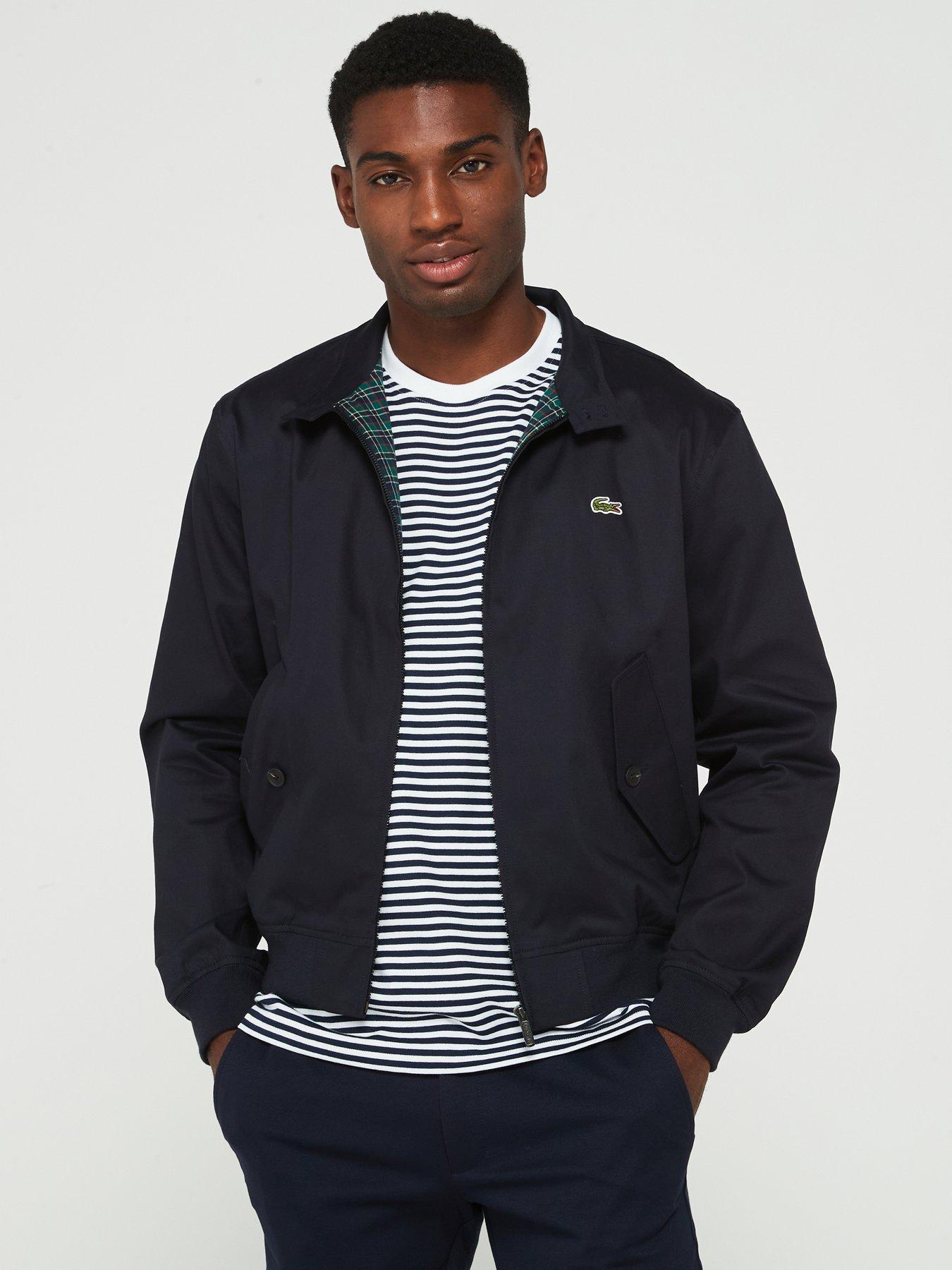  image of lacoste-showerproof-cotton-twill-harrington-jacket-navy