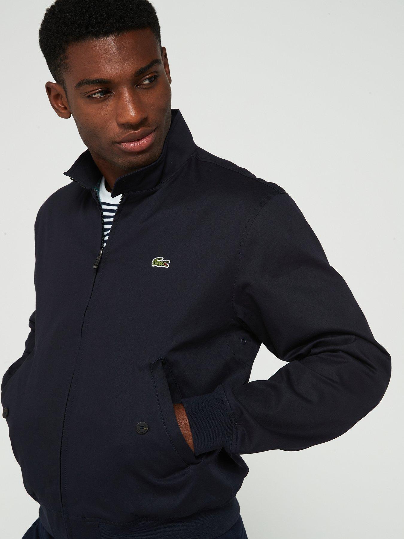  image of lacoste-showerproof-cotton-twill-harrington-jacket-navy